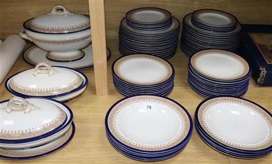 A Royal Worcester blue edged piece part dinner service